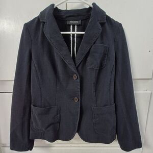 Talbots Women's 6P Black Searsucker Single Breasted Blazer Jacket